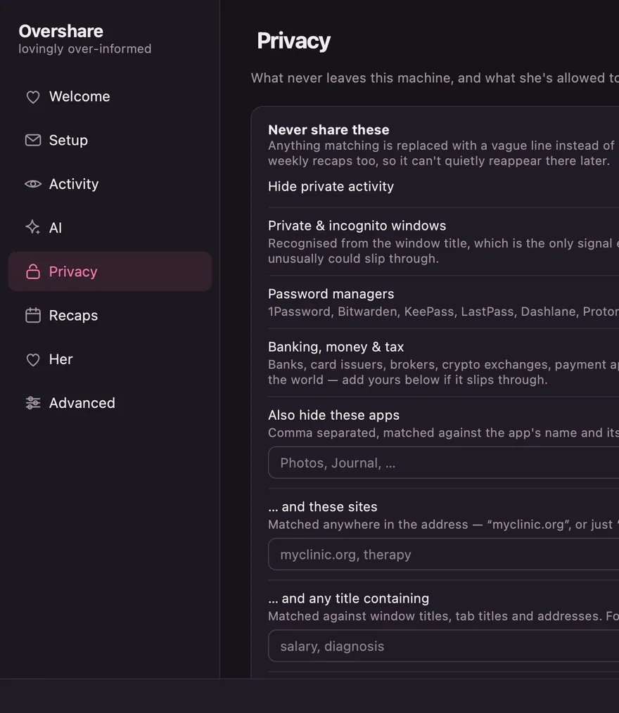 Privacy page