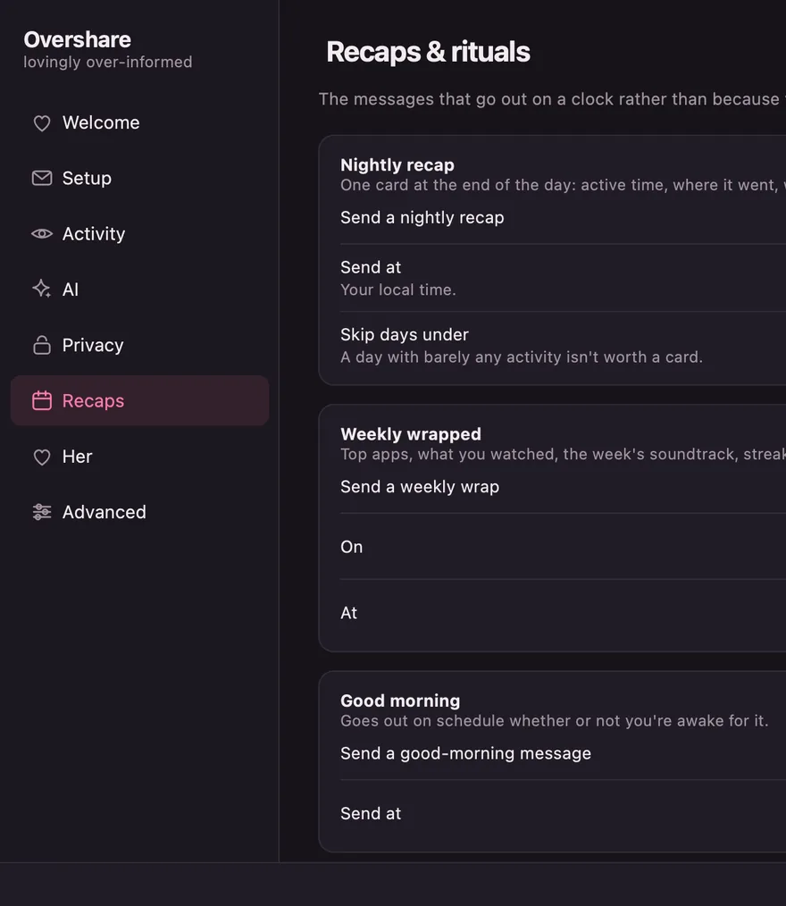 Recaps page